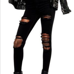 Like new Top Shop black high waisted ripped jeans